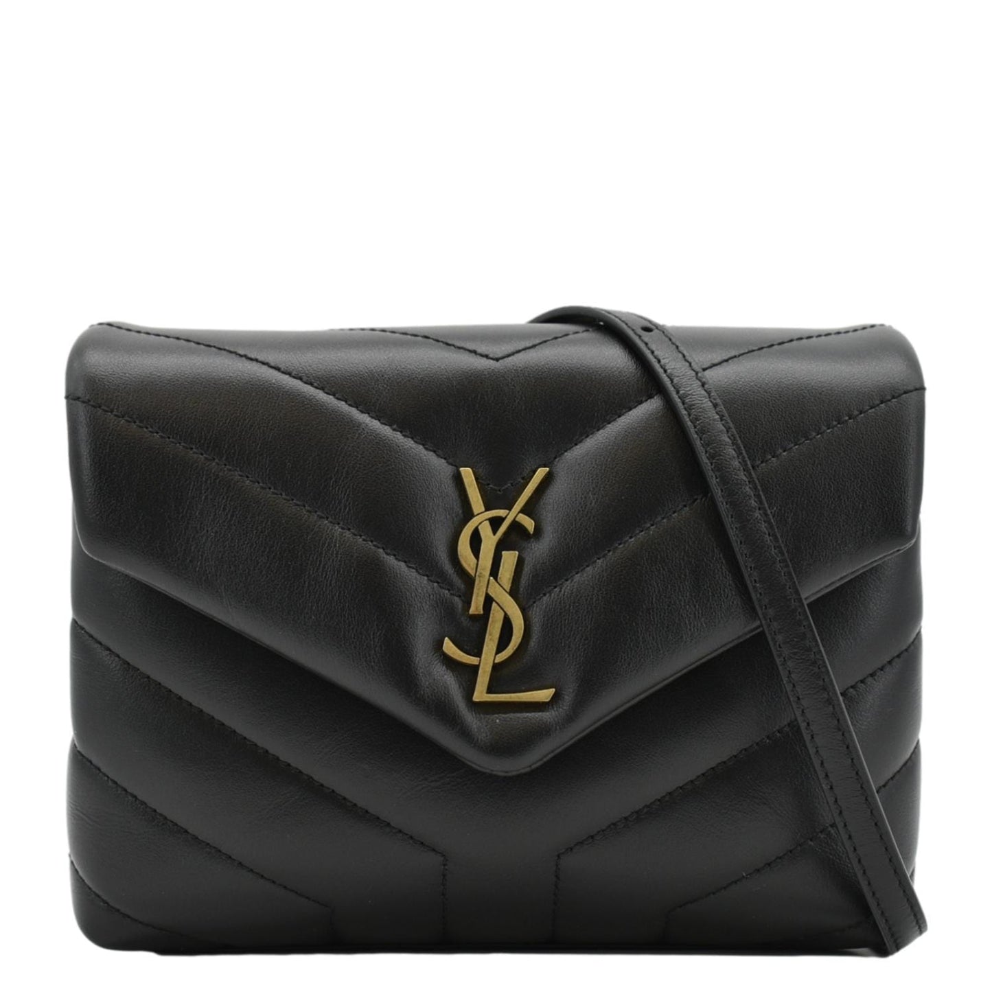 YSL Saint Laurent Yves Loulou Crossbody Bag Leather Quilted Black Laurent Loulou Mini