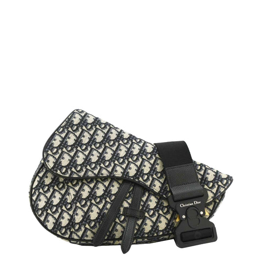 Dior Crossbody Bag Saddle Oblique Jacquard Belt Blue Navy