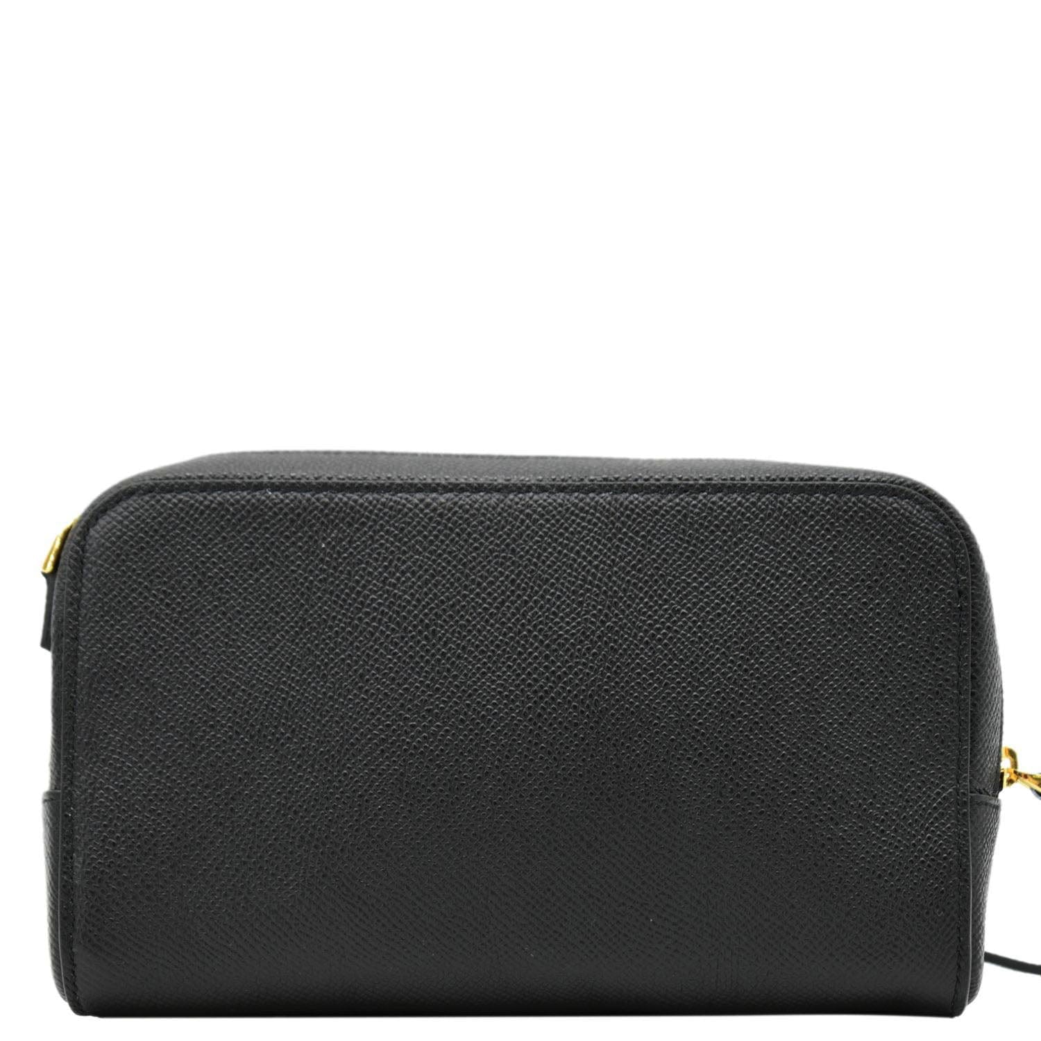 Dior Caro Grained Double Pouch Crossbody Bag Leather Black