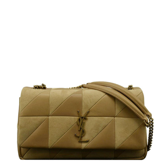 YSL Saint Laurent Yves Jamie Shoulder Bag Leather Suede Cream