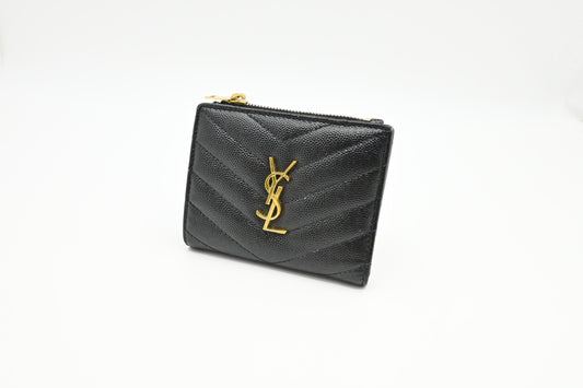 YSL Saint Laurent Compact Wallet In Pebbled Bag Leather Black Bucket Bag