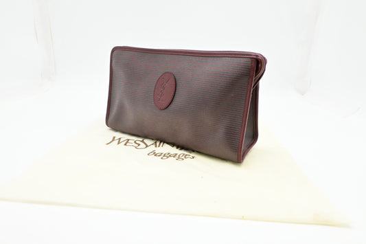 YSL Saint Laurent Clutch In Burgundy Coated Canvas Clutch Bag