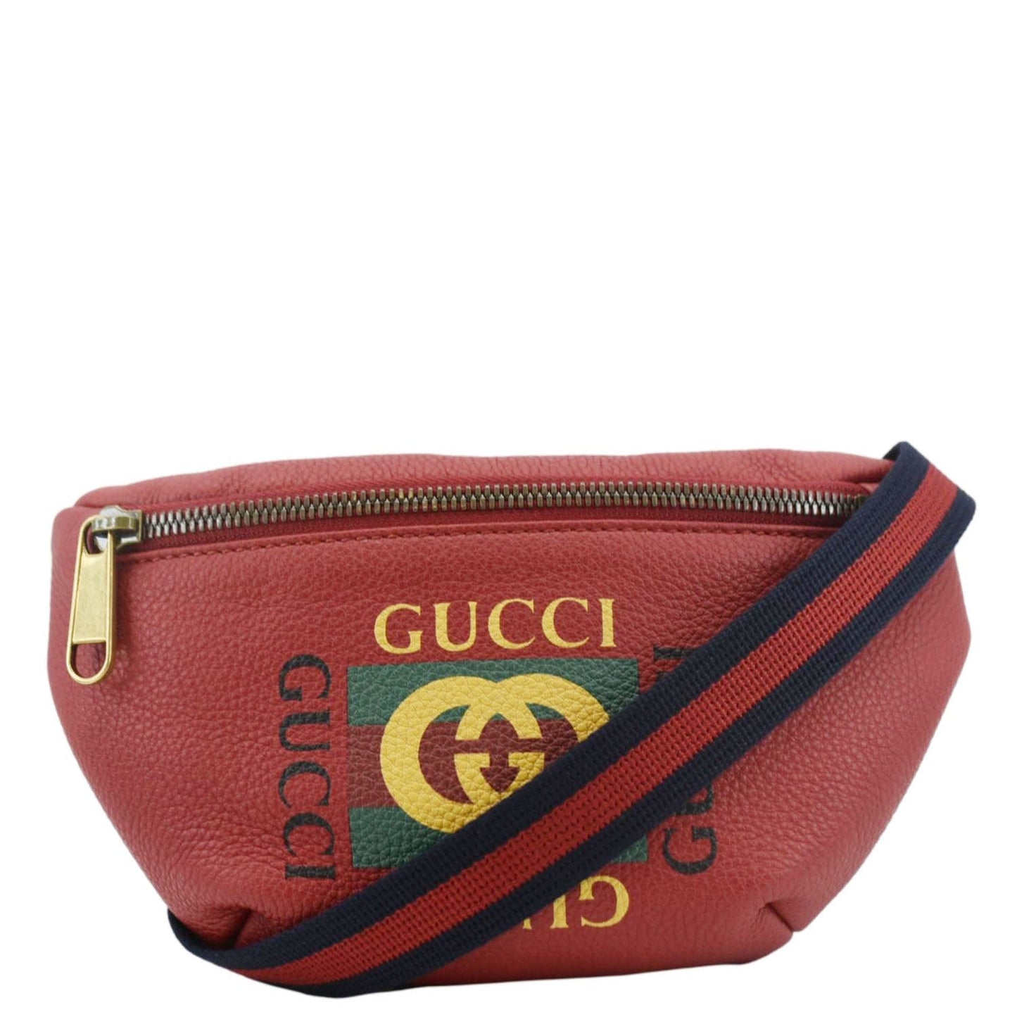 Gucci Print Belt Waist Bum Bag Leather Red Accessory