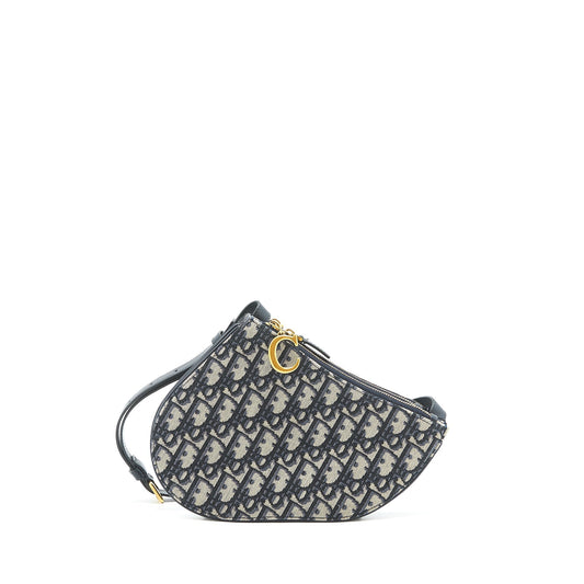 Dior Saddle Trio Crossbody Pouch Oblique Handbag Blue Crossbody Bag