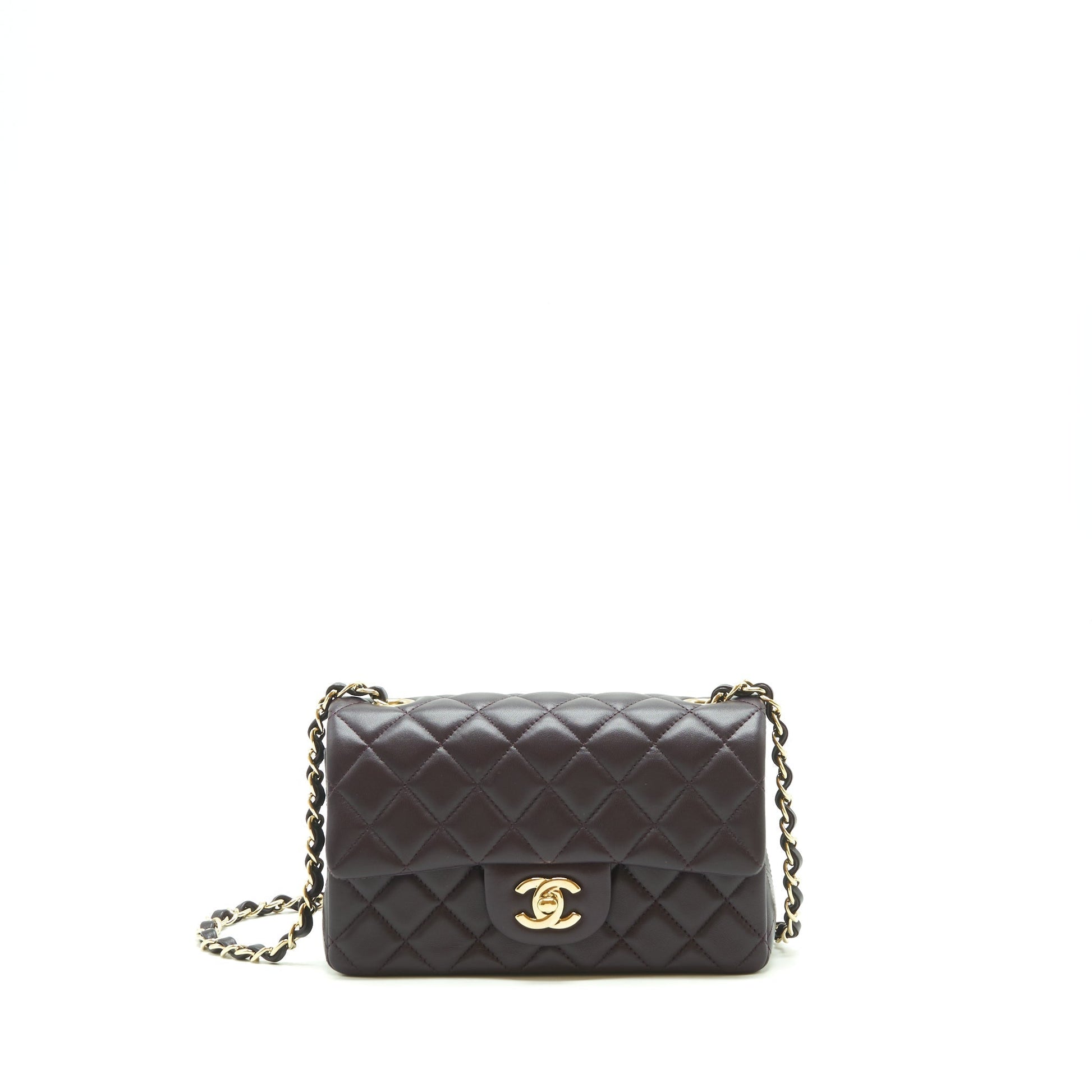 Chanel rectangular Flap lambskin 16B Dark Purple Shoulder Bag