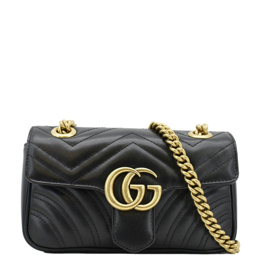 Gucci Marmont Shoulder Bag Leather Black Black 446744