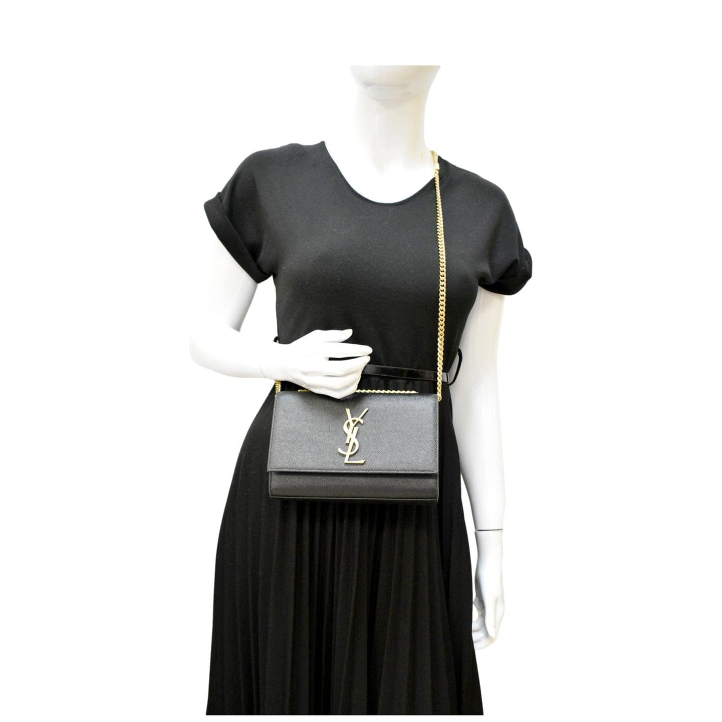 YSL Saint Laurent Yves Kate Crossbody Bag Leather Black Small