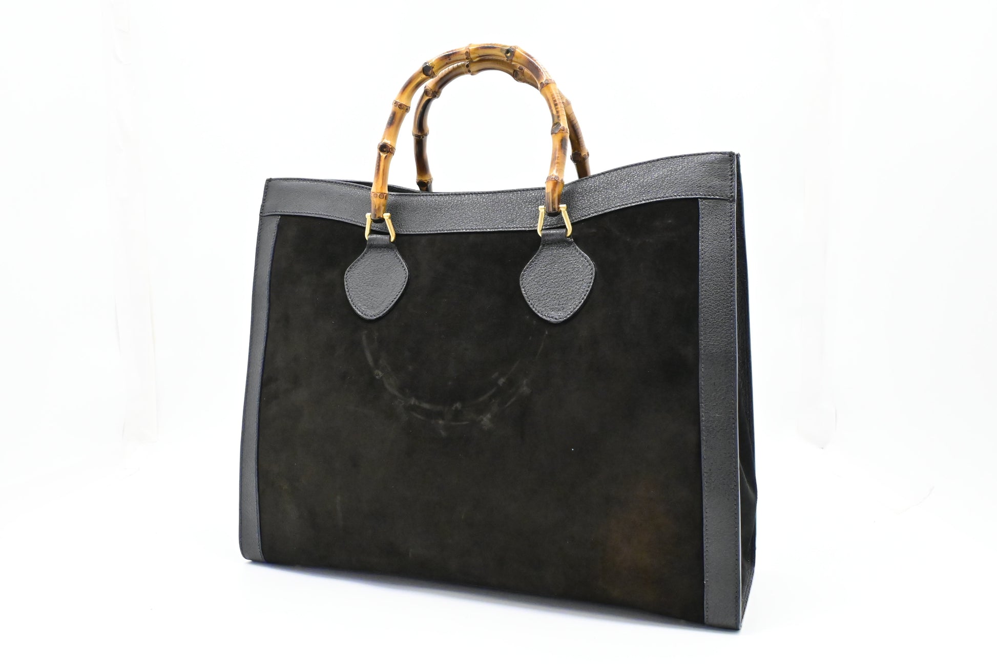 Gucci Diana Leather Suede Black Large Tote Bag