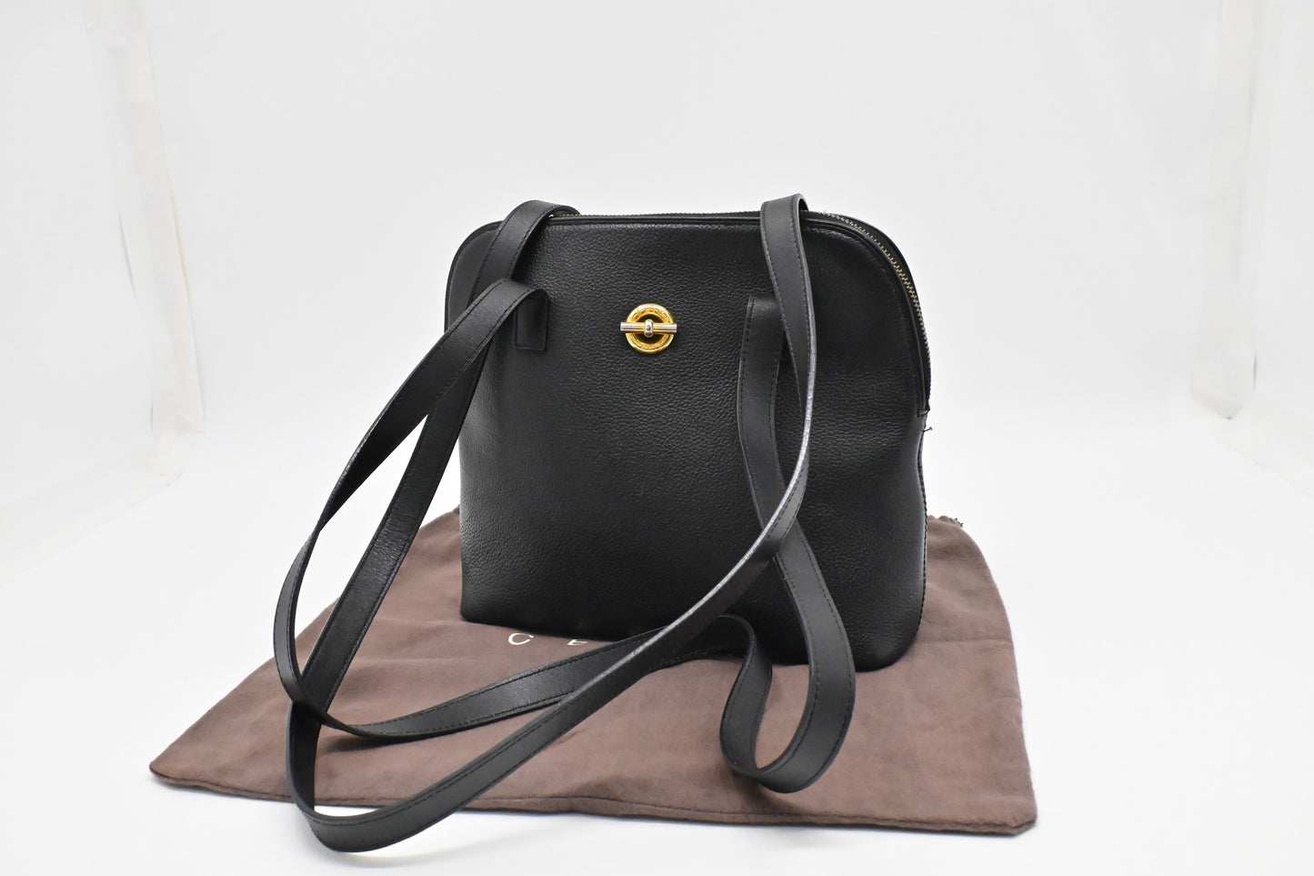 Celine Shoulder Bag In Leather Black