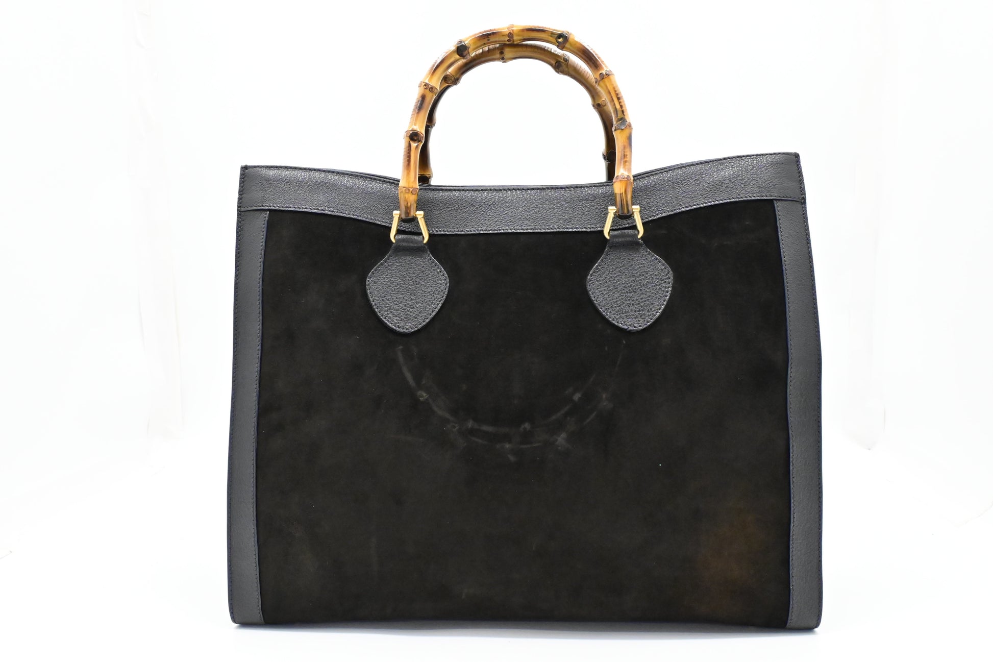 Gucci Diana Leather Suede Black Large Tote Bag
