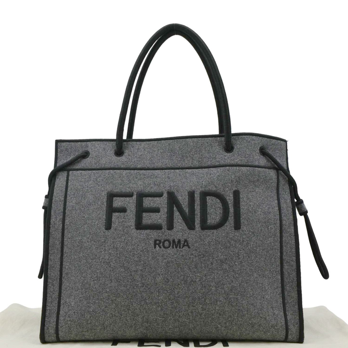 Fendi Sunshine Flannel Wool Shoulder Bag Grey Gray