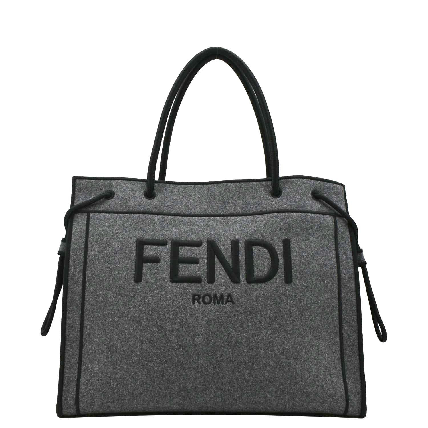 Fendi Sunshine Flannel Wool Shoulder Bag Grey Gray