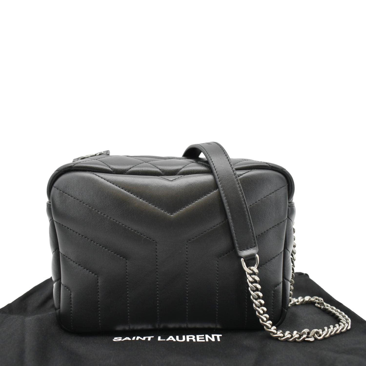 YSL Saint Laurent Yves Loulou Bowling Crossbody Bag Monogram Quilted Black