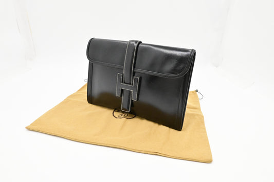 Hermes Jige Elan Pm In Box Handbag Leather Black Travel Bag