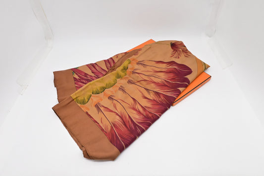Hermes Carre "Brazil" In Silk Handbag Travel Bag