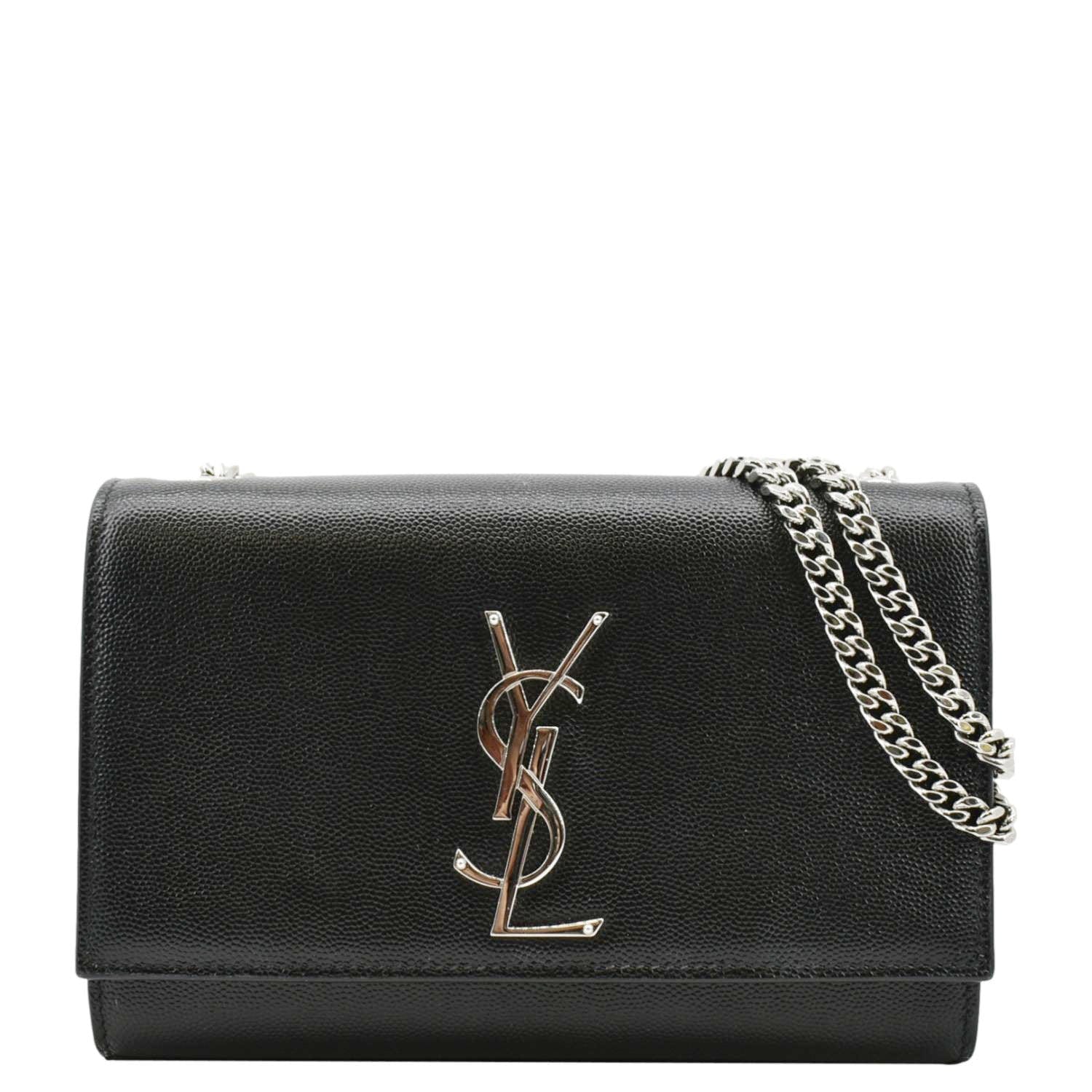 YSL Saint Laurent Saint Kate Clutch Crossbody Bag Leather Black Chain 3