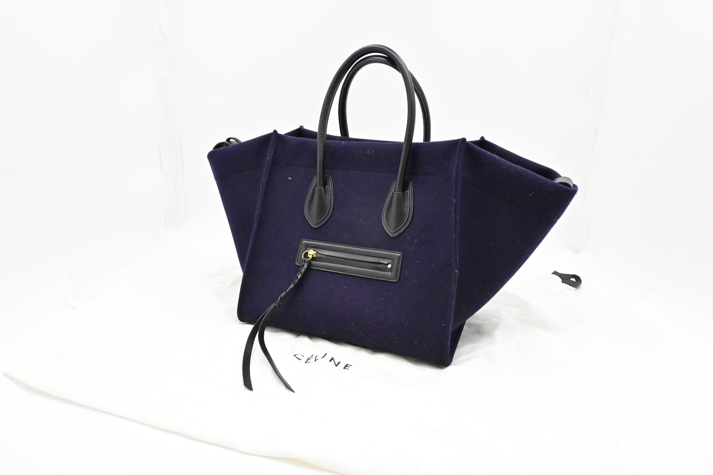Celine Phantom Luggage In Navy Felt Handbag Blue Travel Bag