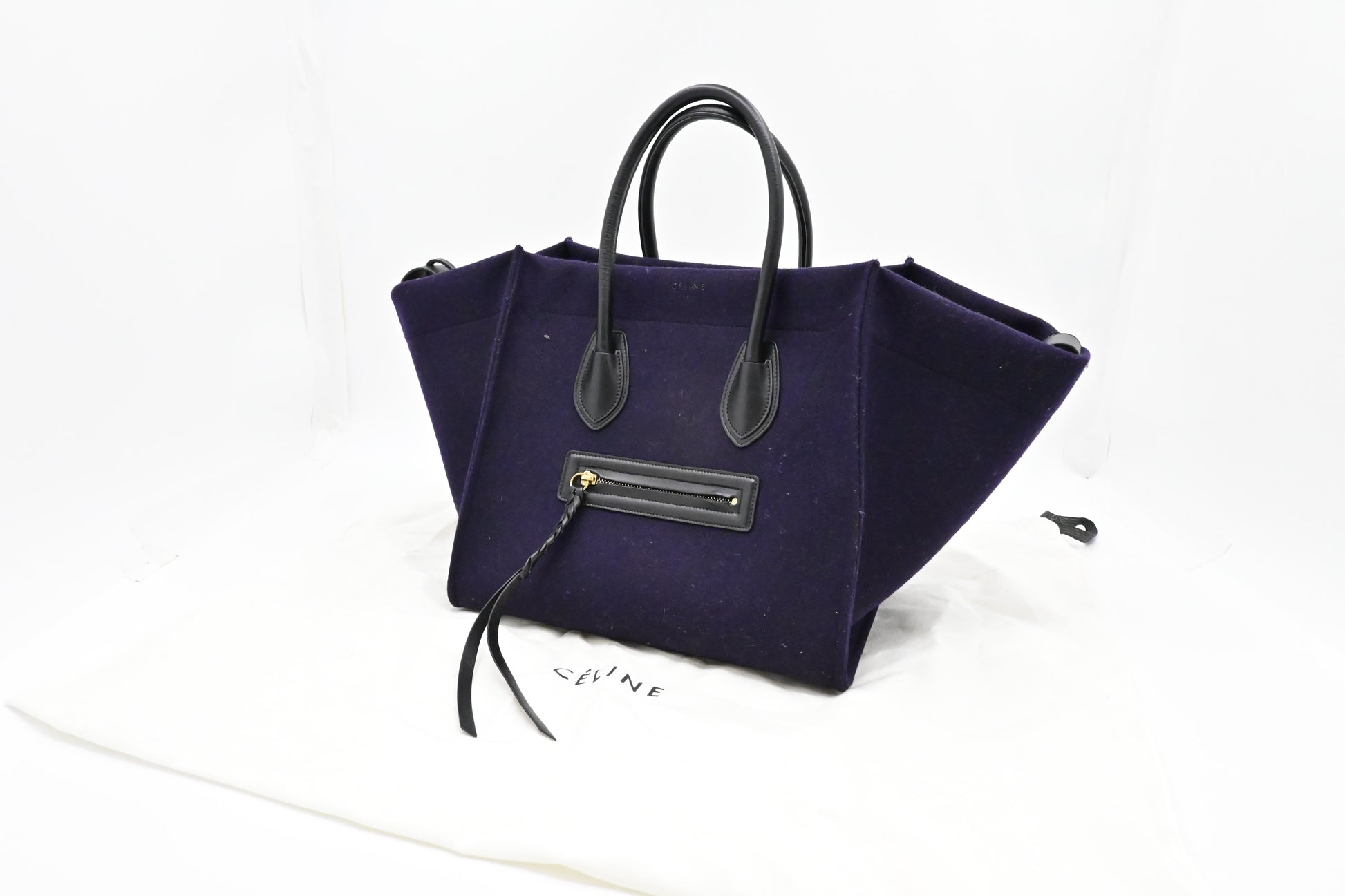 Celine Phantom Luggage In Navy Felt Handbag Blue Travel Bag