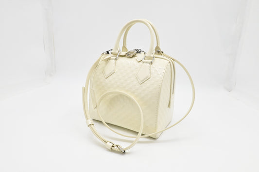 Louis Vuitton Speedy Cube Facette White Leather Damier Handbag