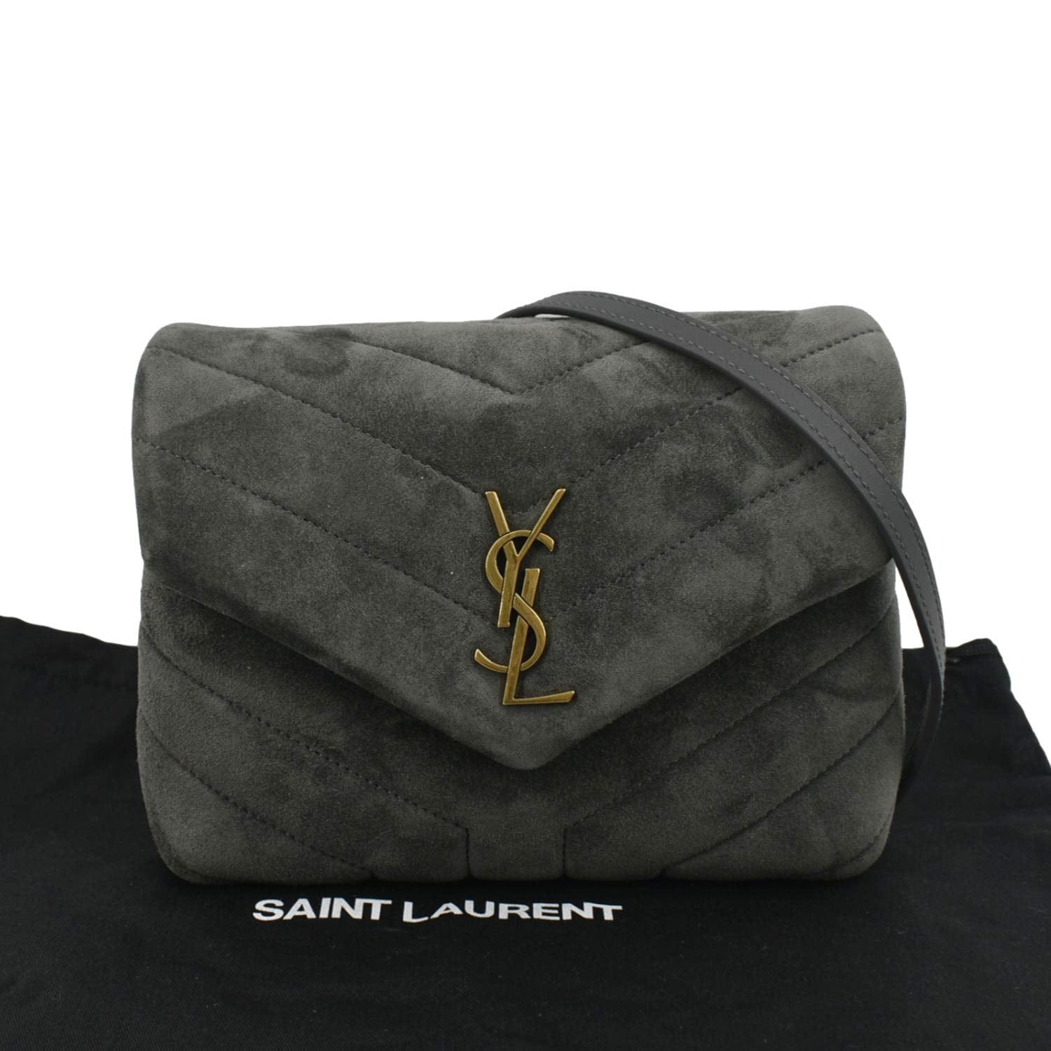 YSL Saint Laurent Yves Loulou Crossbody Bag Suede Gray Toy