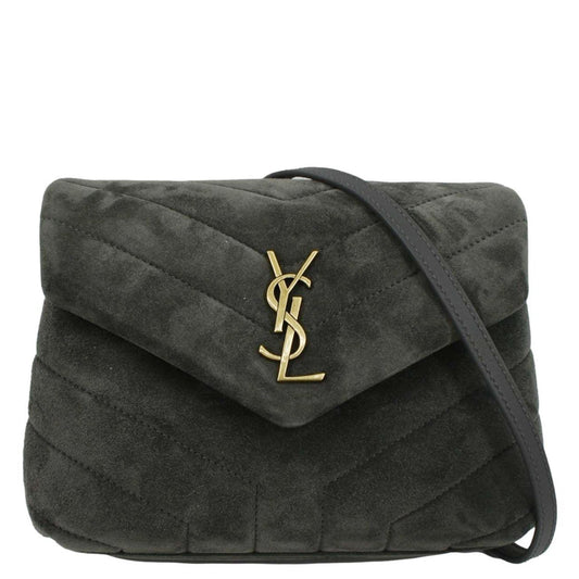 YSL Saint Laurent Saint Loulou Toy Crossbody Bag Gray Suede