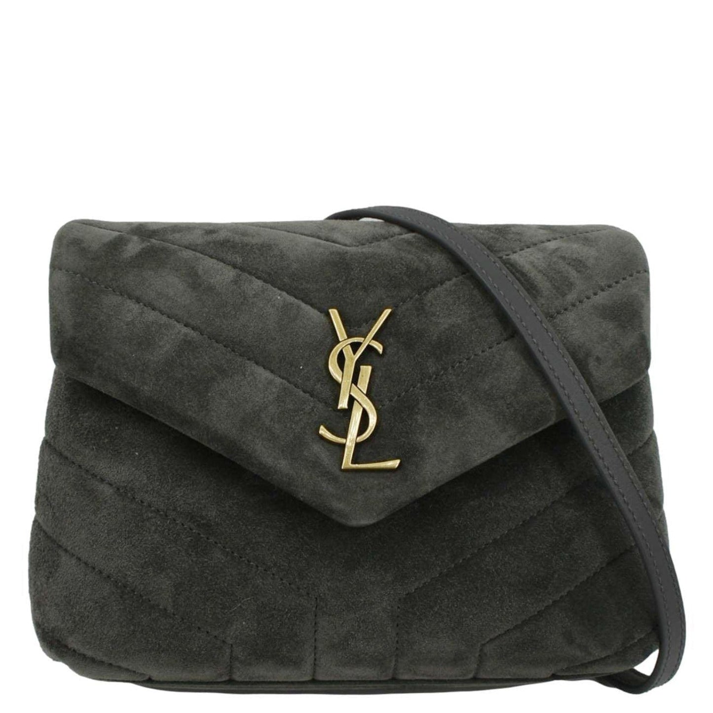 YSL Saint Laurent Yves Loulou Crossbody Bag Suede Gray Toy