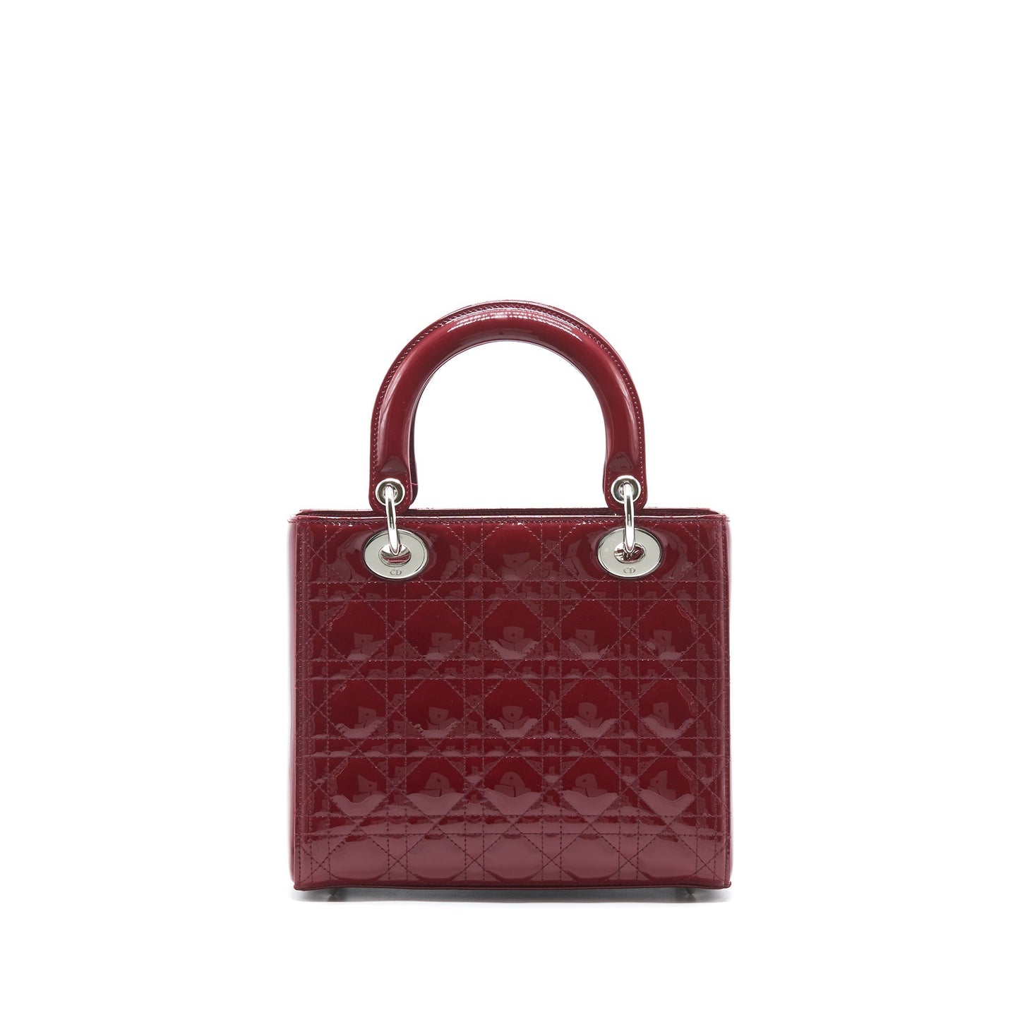 Dior Lady Patent Handbag Leather Red Travel Bag
