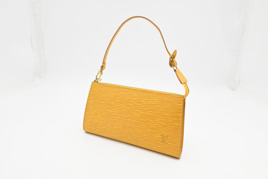 Louis Vuitton Pochette Accessoire Epi Leather Yellow Clutch Bag