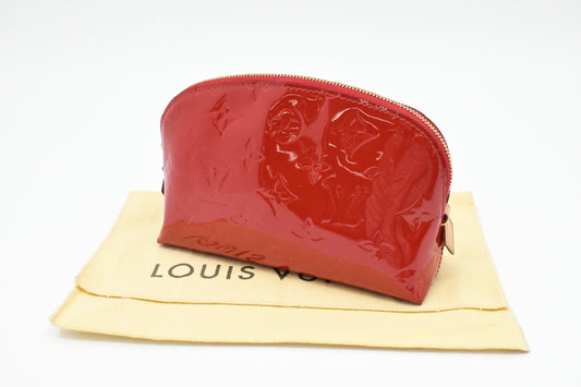 Louis Vuitton Pochette Cosmetique Vernis Leather Red Clutch Bag