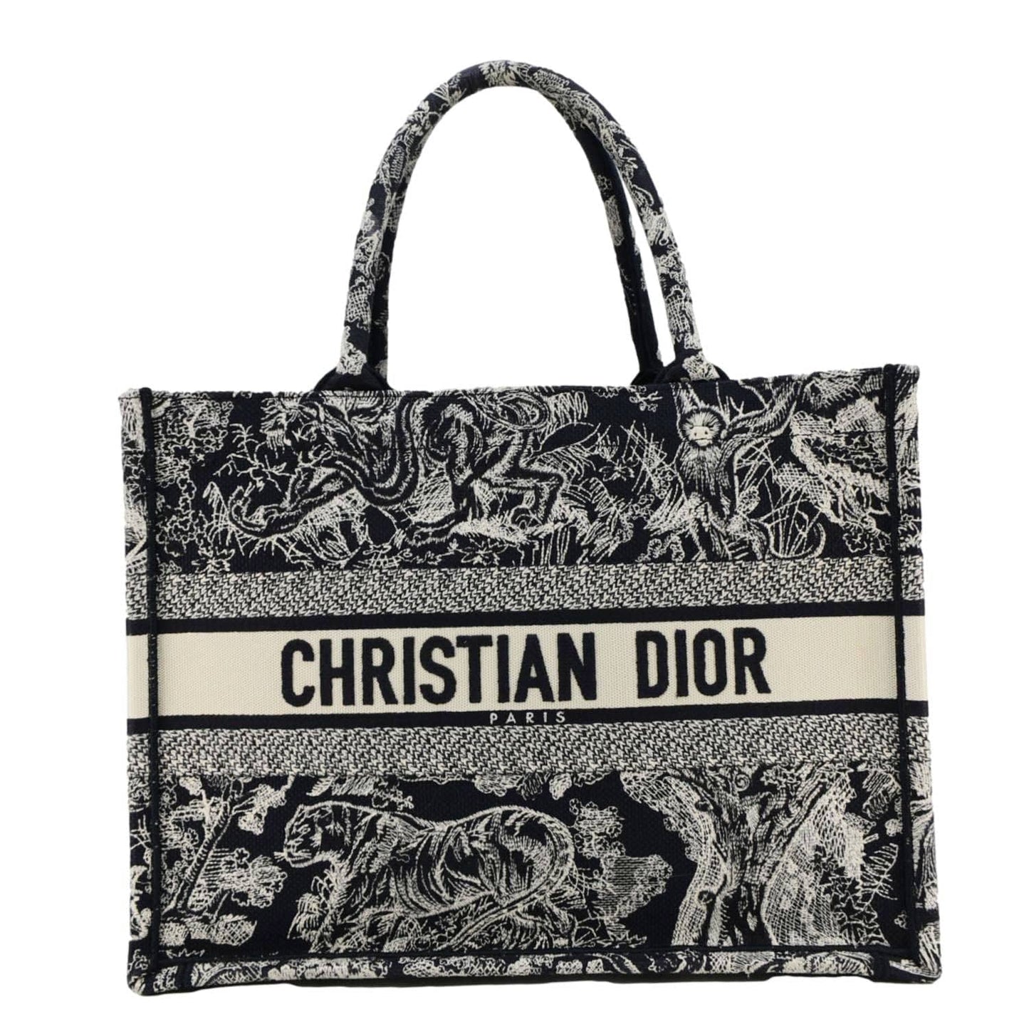 Dior Book Toile De Jouy Reverse Embroidery Tote Blue Medium Tote Bag