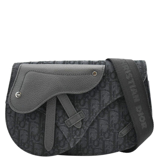 Dior Saddle Oblique Jacquard Crossbody Bag Black