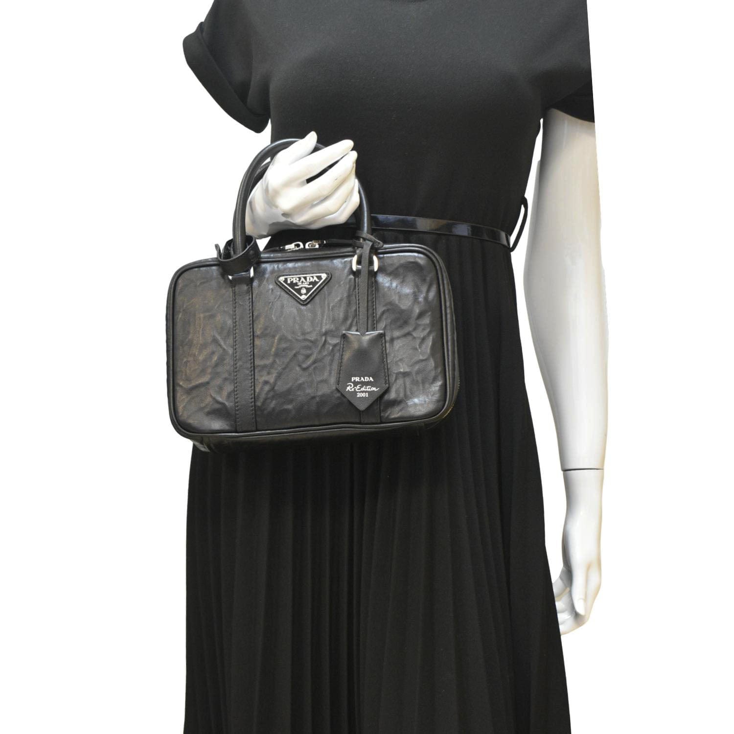 Prada Re Edition Antique Nappa Shoulder Bag Leather Black Medium