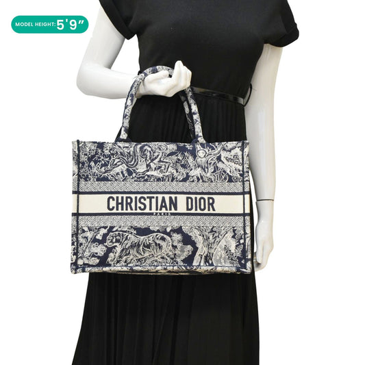 Dior Book Toile De Jouy Reverse Embroidery Tote Blue Medium Tote Bag