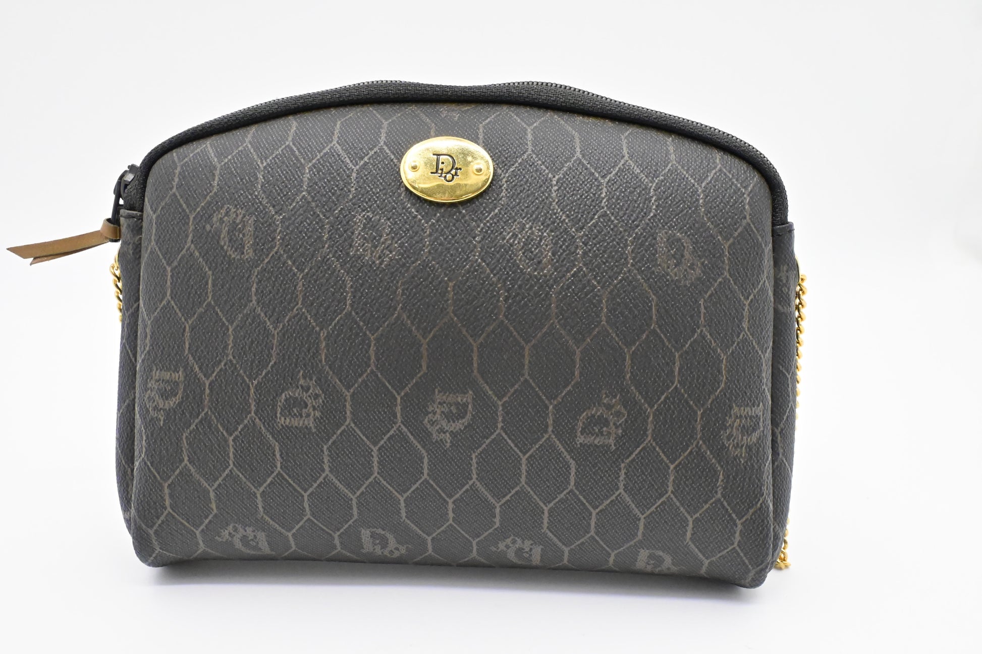 Dior Crossbody Bag In Honeycomb Coated Canvas Black