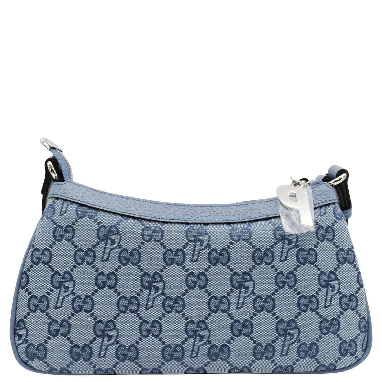 Gucci Palace Half Moon Shoulder Bag Light Canvas Blue