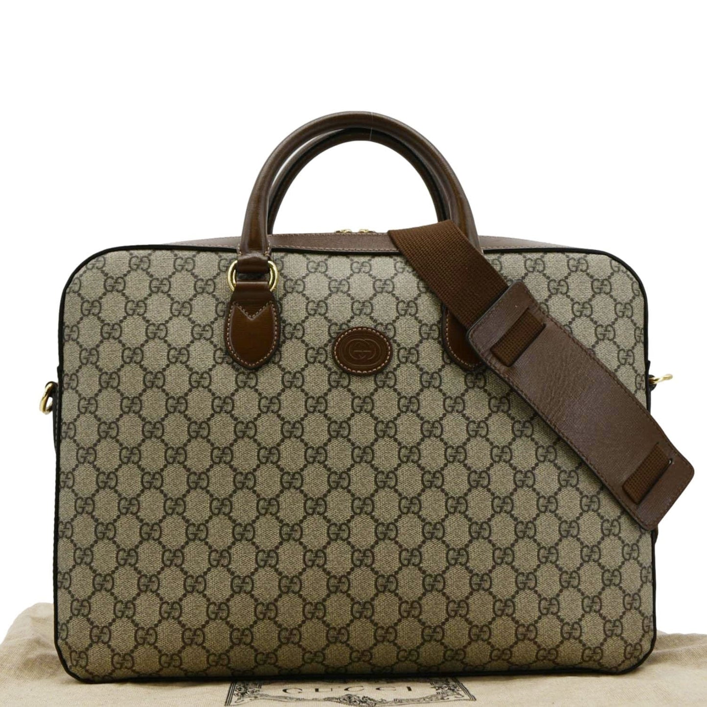 Gucci Interlocking Supreme Briefcase Shoulder Bag Canvas Brown