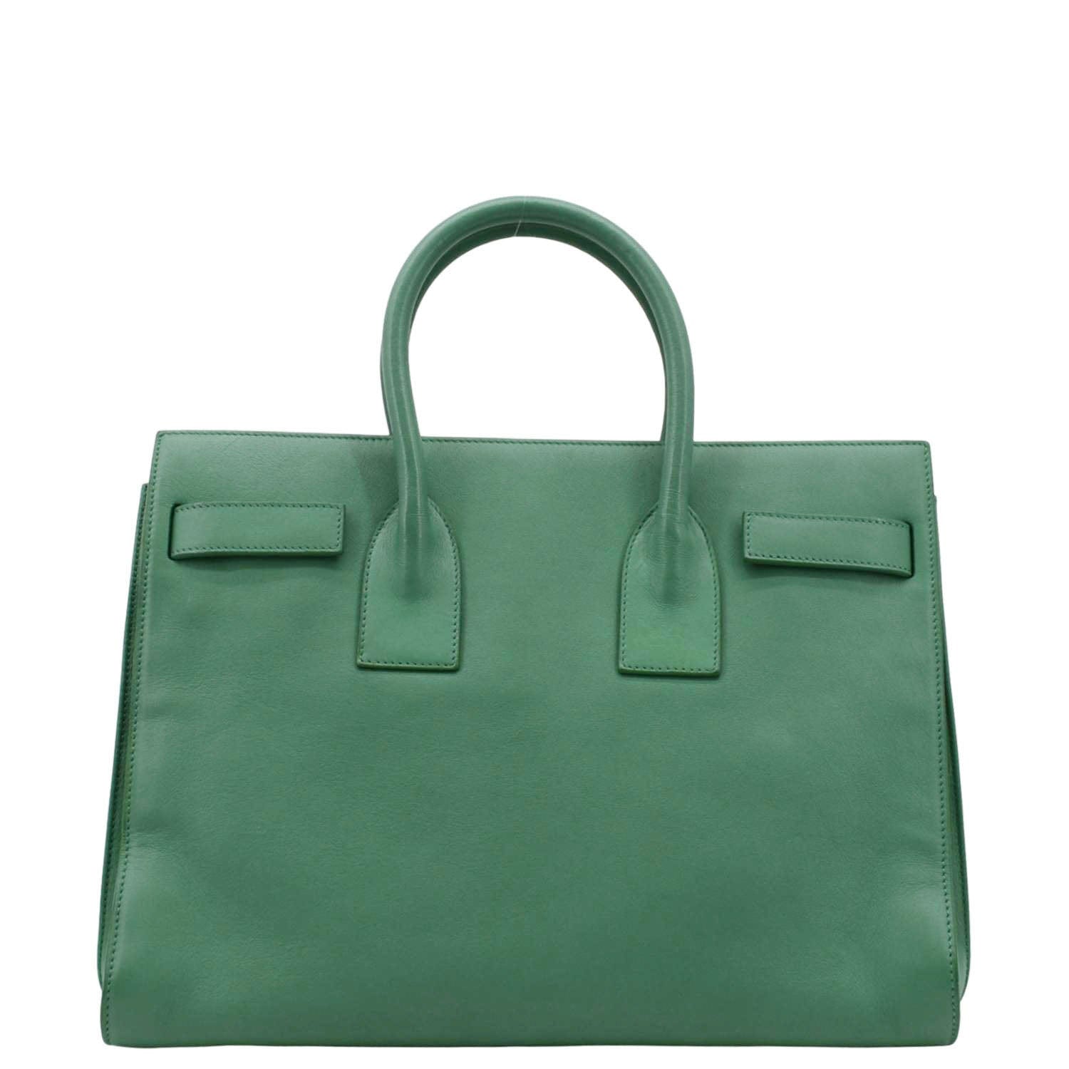 YSL Saint Laurent Yves Sac De Jour Satchel Shoulder Bag Leather Green Satchel Bag