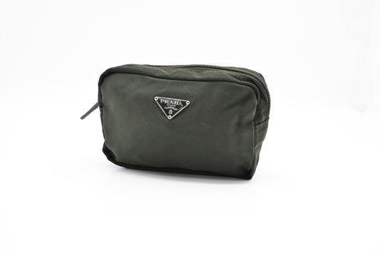 Prada Mini Pouch In Dark Handbag Canvas Nylon Travel Bag