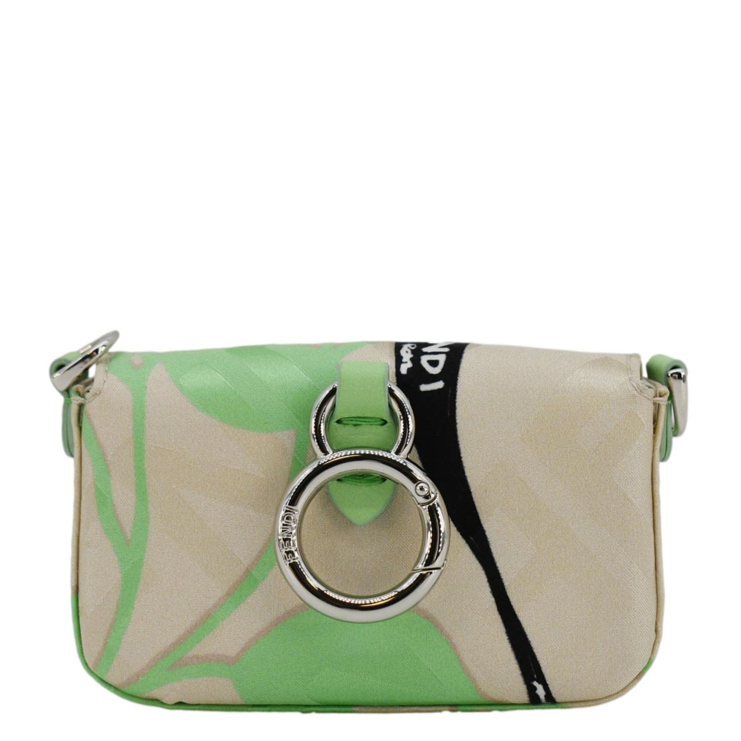 Fendi Nano Baguette Handle Bag Leather Green Shoulder Bag Baguette Handle Bag