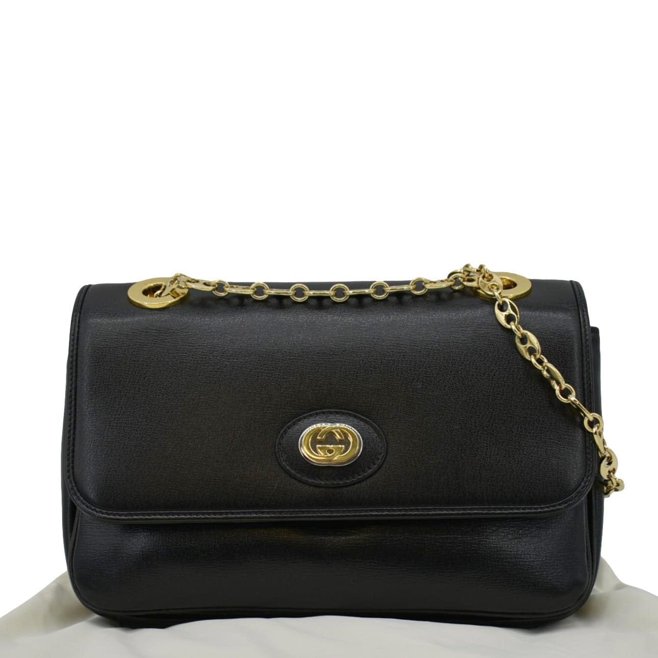 Gucci Linea Marina Chain Shoulder Bag Leather Black
