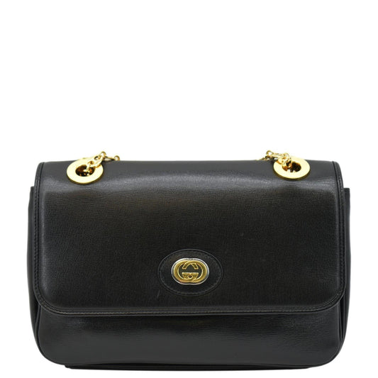 Gucci Linea Marina Chain Shoulder Bag Leather Black