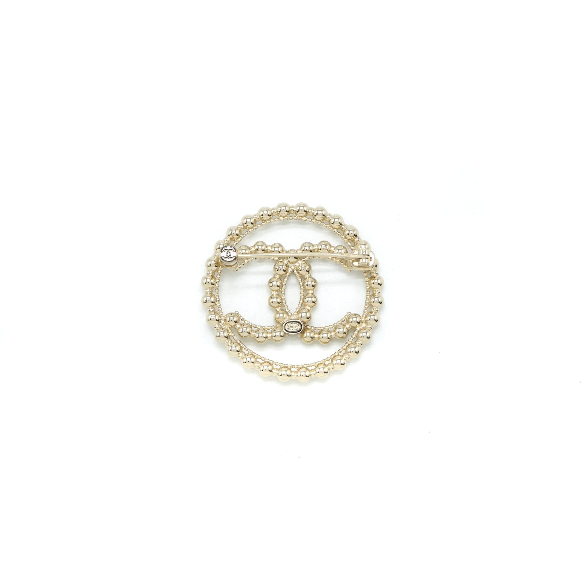 Chanel Round CC logo light tone Brooch Gold Handbag