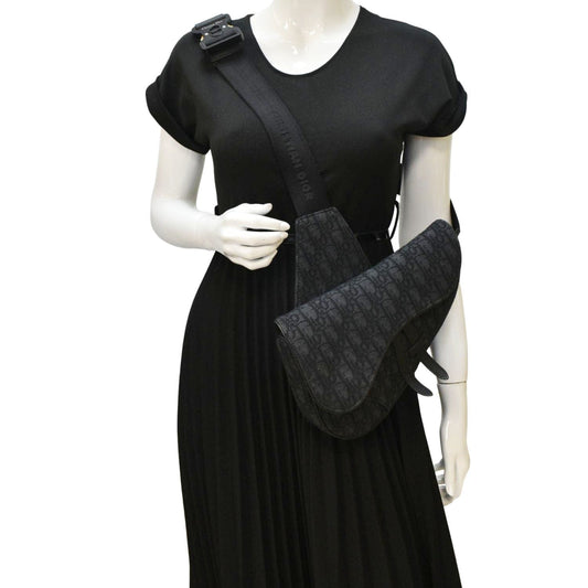 Dior Saddle Oblique Jacquard Crossbody Bag Black Saddle Bag 14