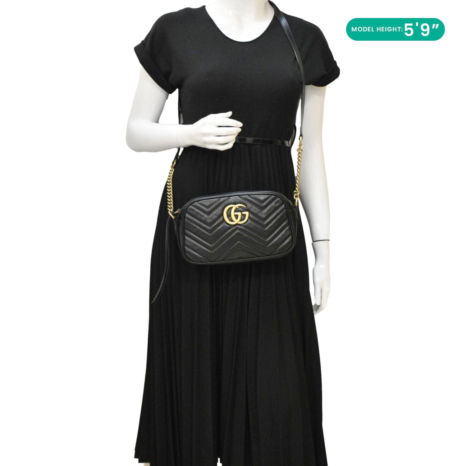 Gucci Marmont Small Chevron Camera Bag Leather Matelasse Shoulder Bag
