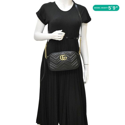 Gucci Marmont Small Chevron Camera Bag Leather Matelasse Shoulder Bag