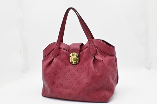 Louis Vuitton Seal Grenat Mahina PM Leather Handbag