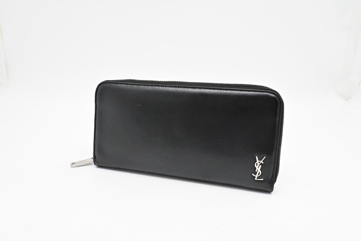 YSL Saint Laurent Zippy Long Wallet In Travel Bag Leather Black
