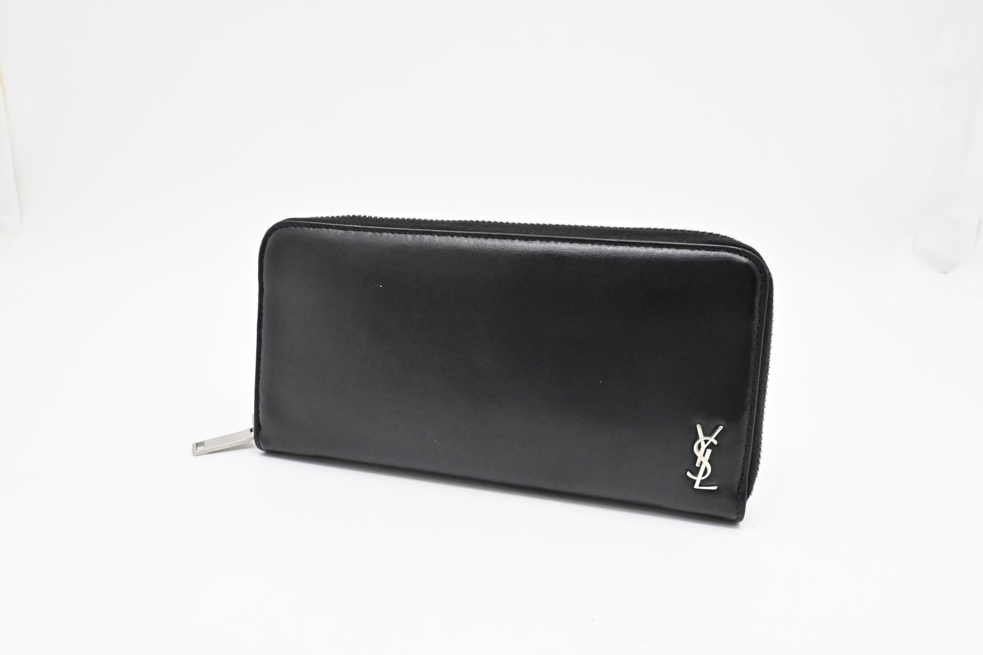 YSL Saint Laurent Zippy Long Wallet In Travel Bag Leather Black