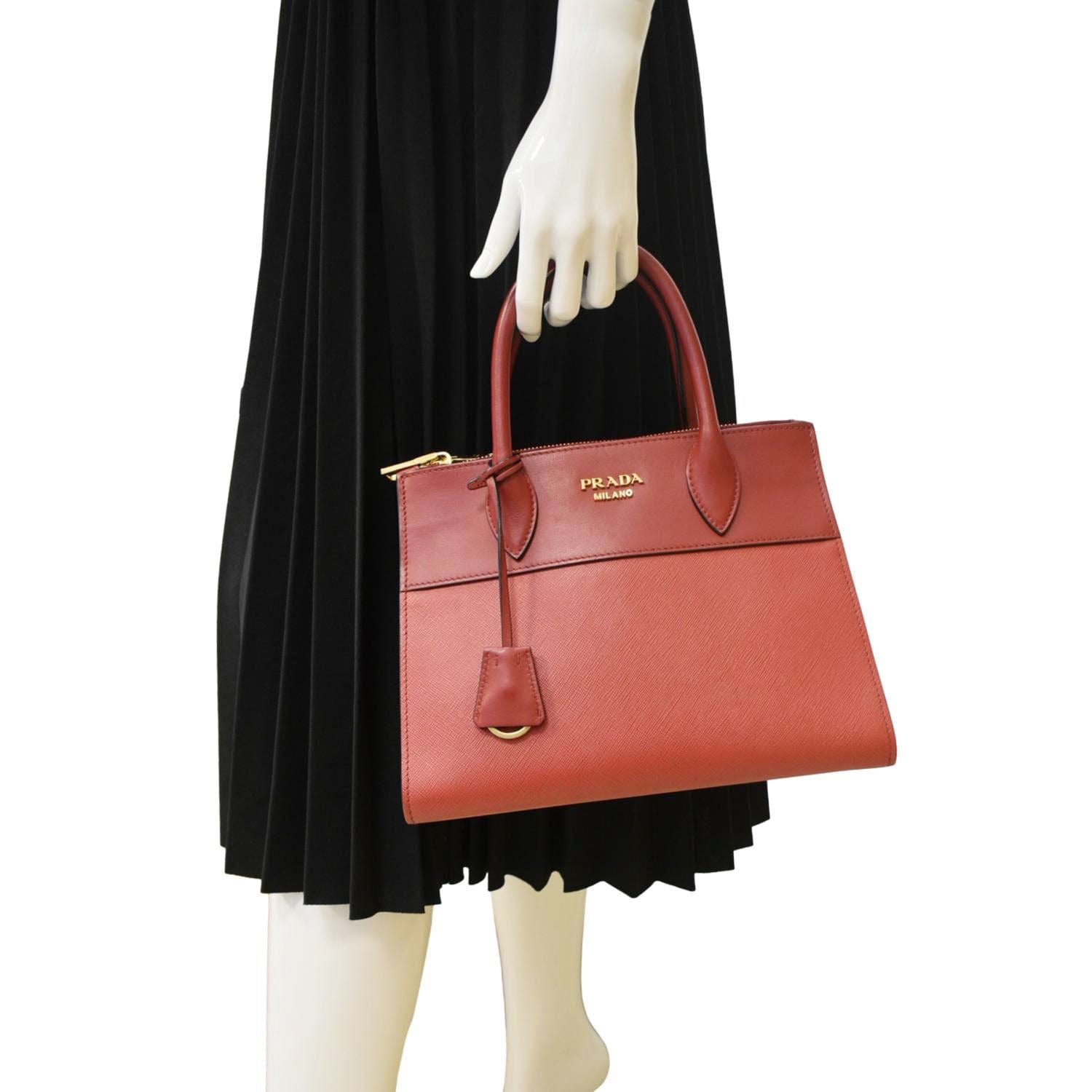 Paradigme Saffiano Tote Shoulder Bag Leather Red