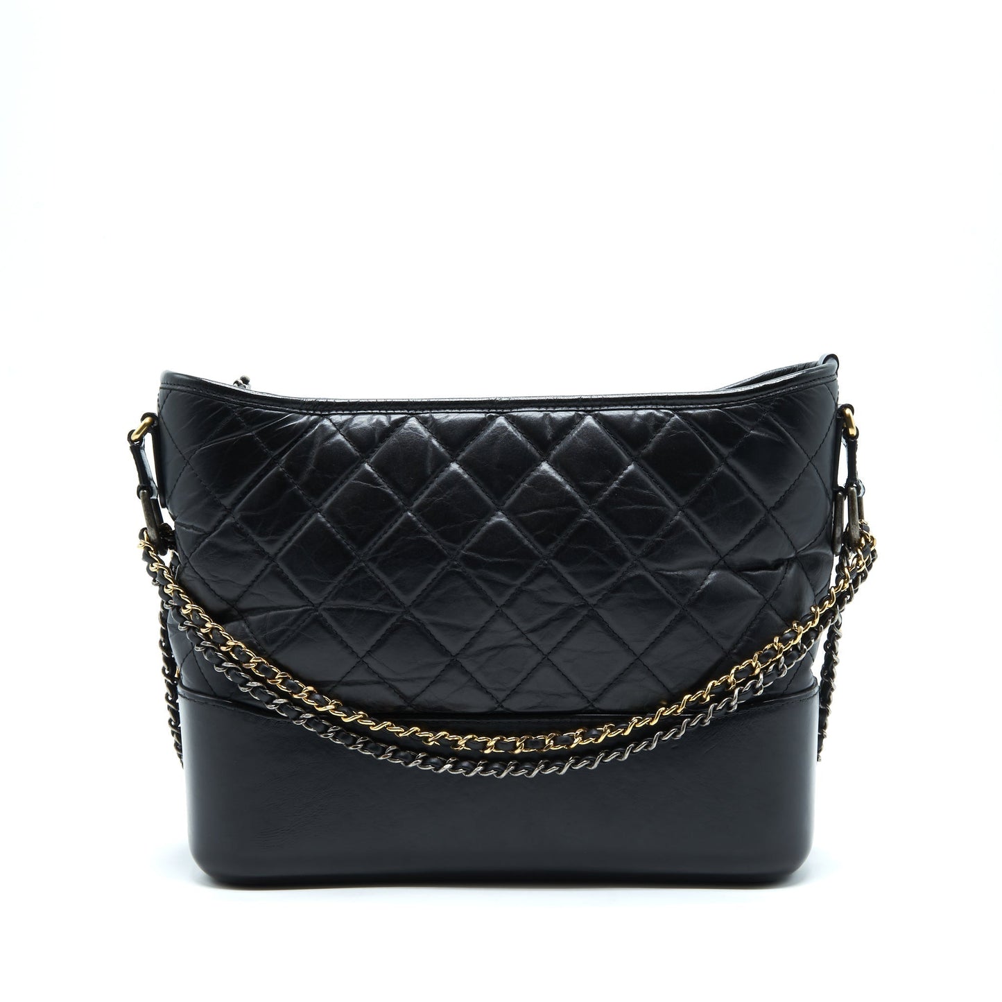 Chanel Gabrielle Hobo Sliver Hardware Black Gold Shoulder Bag